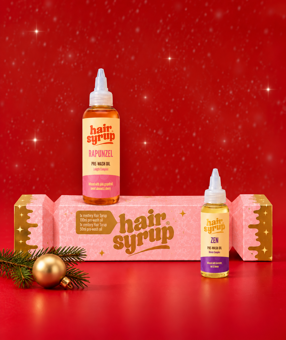 Hair Syrup festive cracker gift display